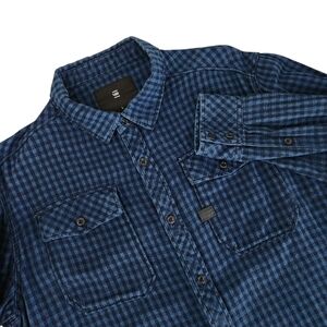 G-STAR RAW Landoh Blue Plaid Long-Sleeve Shirt L